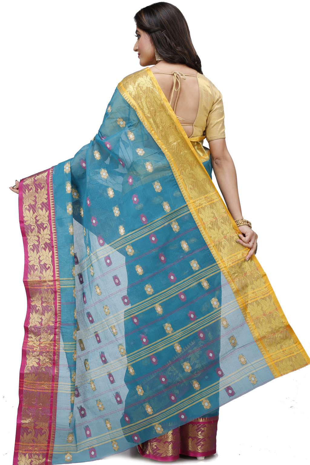 Green Pure Cotton Dui_Has Tant Saree (871)
